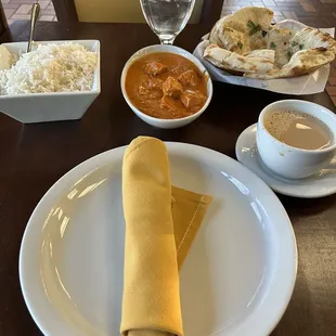 Chicken Tikka Masala with Garlic Naan and Chai Tea Masala!