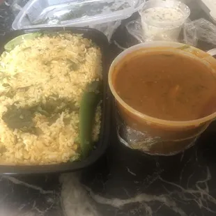 egg fried rice and chicken curry (pick up order) - so delicious