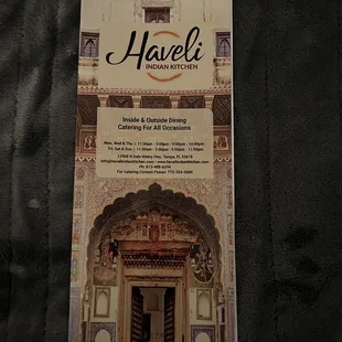 a menu for a restaurant