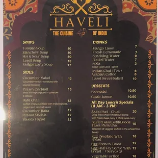 Haveli Menu