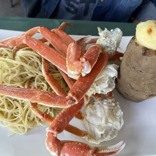 All you can eat crab leg Thursday with a twice baked potato and garlic butter pasta