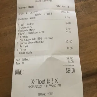 Receipt... Great value!