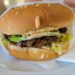 a hamburger on a plate