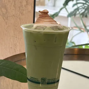 Evergreen matcha, black raspberry chip latte and milk and cookies latte