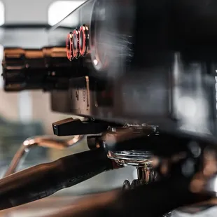 a close up of a coffee machine