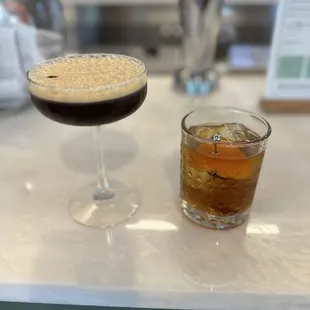 Espresso martini and banana bread old fashioned