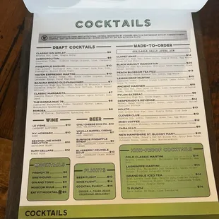 menu