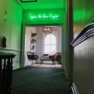 Meeting area that doubles as an IG photo backdrop for the best &quot;getting shit done&quot; shots!