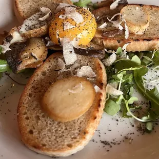 Mushrooms with toast .  I love mushrooms!