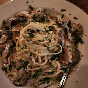 Pasta with mushrooms and chicken