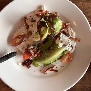 Wedge salad part of our two-course.