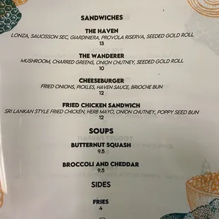 Current lunch menu (11/21)