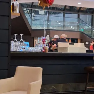 The atmosphere was clean and pristine with a lively bar