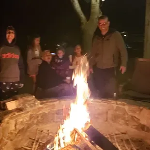 Our Family in common area doing bbq