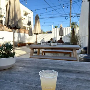 Lavender lemonade and outdoor seating