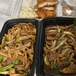 Chicken Katsu, Beef How Foon, Mongolian Beef