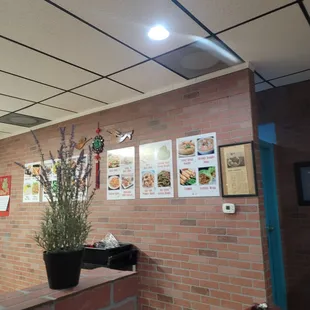 Menus on thr wall