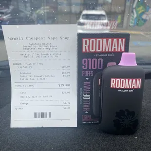 Rodman - grape flavor. Good, bold and long lasting flavor. Worth it. Cheaper than other brands, better flavor and lasts longer.