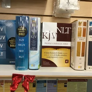 Parallel Bibles providing dual or multiple Bible versions in one book.