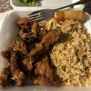 Salt and pepper pork chops, lunch special.