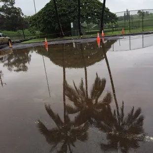 Flooded parking lot...