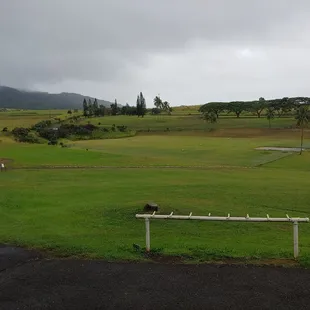View of driving range from clubhouse.