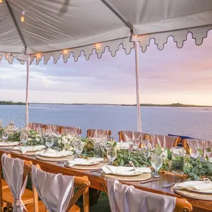 Ocean front sunset dinner reception