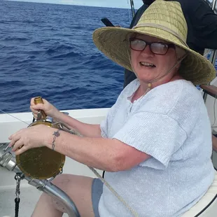 My mom working the marlin.