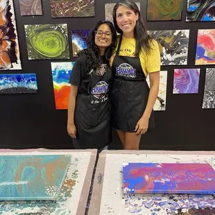Courtney and I with our fluid art!
