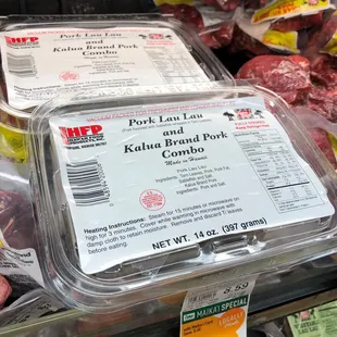 packaged meat in a grocery store