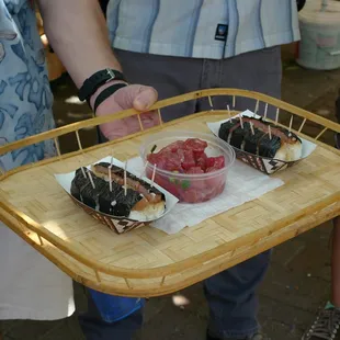 Ahi poke and musubi.