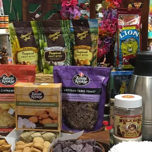 ONO cookies, crackers and coffee from Kauai Cookie Company, Honolulu Cookie Company, Lion Coffe and MANY other Hawaiian businesses!