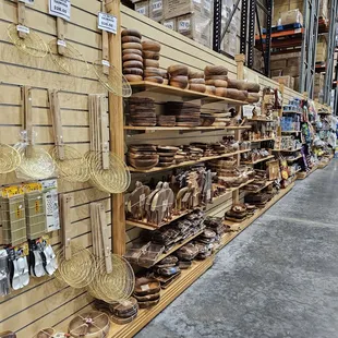 Kitchen gadgets and monkeypod bowls