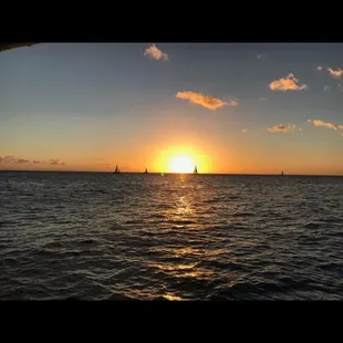 Sunset on the water just off Waikiki Beach.