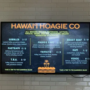 Menu - Sandwich screen