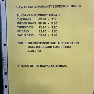 Hours of operation 8/1/23