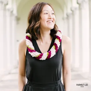 Spiral Lei https://hawaiileistand.com/honolulu-hawaii-lei-stand-by-beretania-florist/spiral-lei-purple-green-white.html