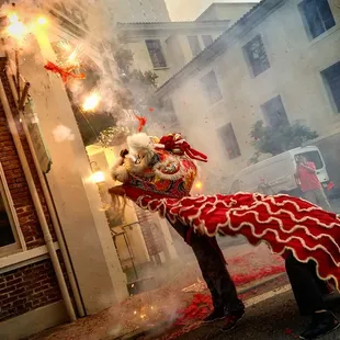 Lion eating the fireworks cny 2019