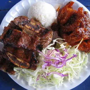 Kalbi and spicy butter shrimp