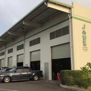 Outside the building. Parking lot