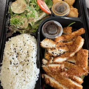 Chicken katsu box to go.