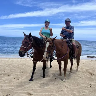 Wife and I on the beach during the ride.