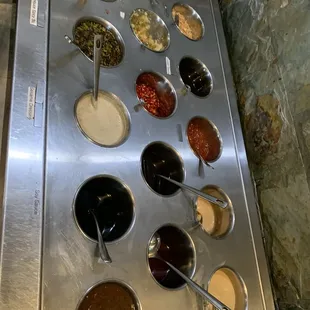 various sauces and condiments
