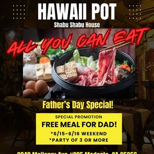 We are doing special promotion for Father's Day Weekend! Bring your Dad this weekend!