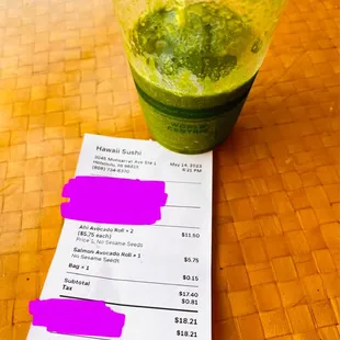 Credited food sushi order  and replacement food option at Health Bar nearby on the same strip