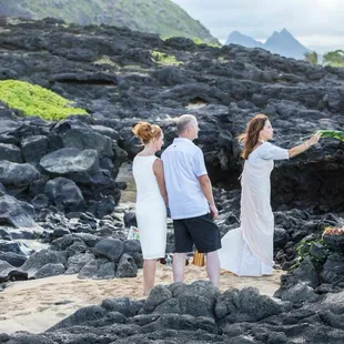 Kahu Pomaika`i chanting to summon `Aumakua (family ancestors) into the circle of Love.