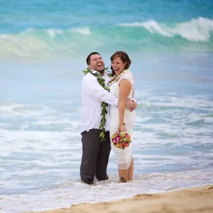 Our hawaiian barefoot wedding at Waimanalo beach in feb, 2015. Awesome experience!