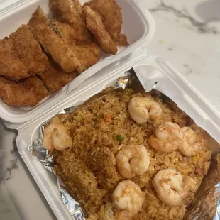 Chili fried rice  Chicken Katsu