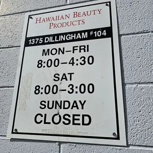 Hours of operation