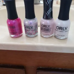 They had almost every color of Orly polish it was fun trying to choose.